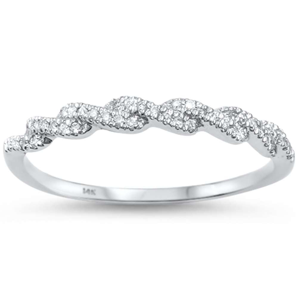 .11ct 14kt White Gold Twisted Band Diamond WEDDING Ring Size 6.5