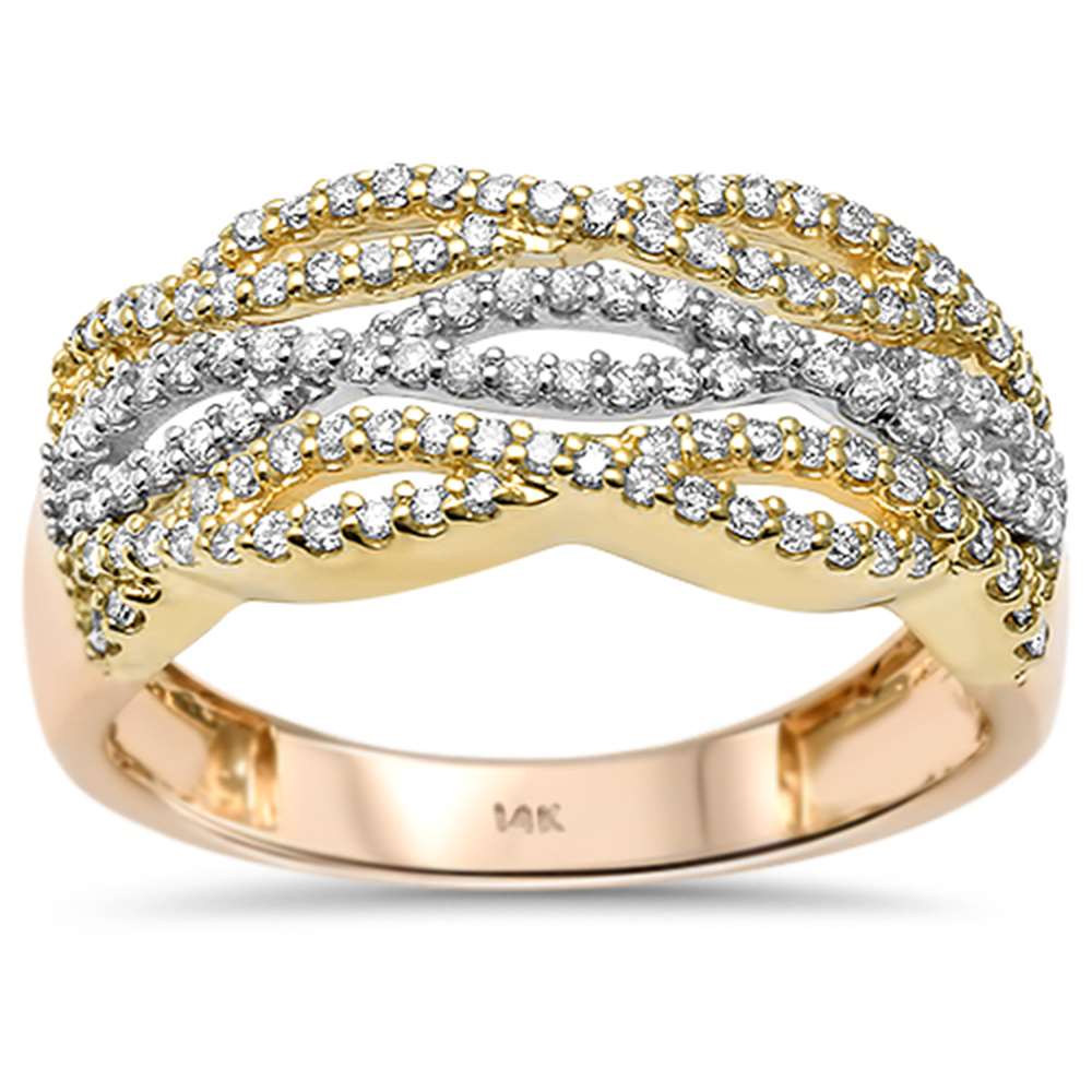 ''SPECIAL! .43ct 14kt Tri Color GOLD Infinity Twisted Band Round Diamond Cocktail Ring''