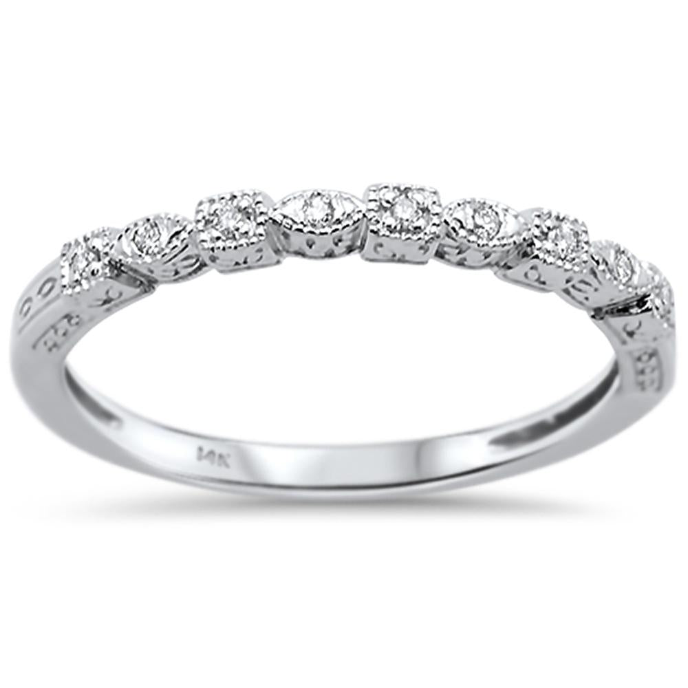 .05ct 14k White GOLD Diamond Anniversary Wedding Stackable Band Size 6.5