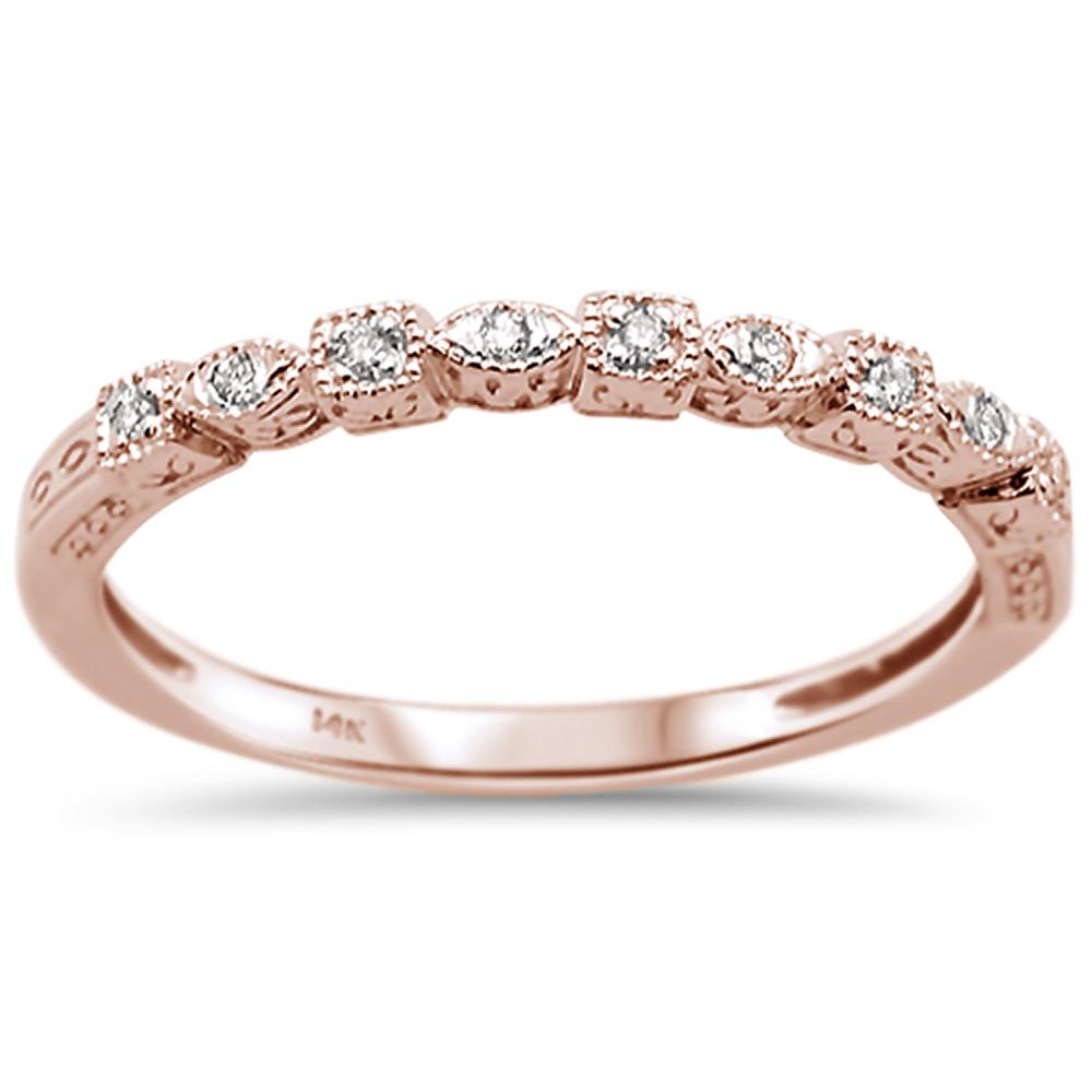 .07ct 14k Rose Gold DIAMOND Anniversary Wedding Stackable Band Size 6.5