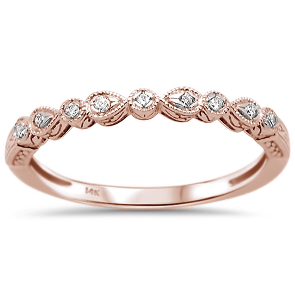 .06ct 14k Rose Gold DIAMOND Anniversary Wedding Stackable Band Size 6.5