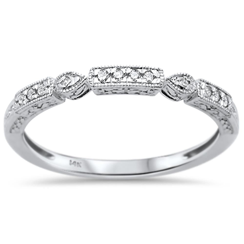 .08ct 14k White Gold Diamond Anniversary WEDDING Stackable Band Size 6.5