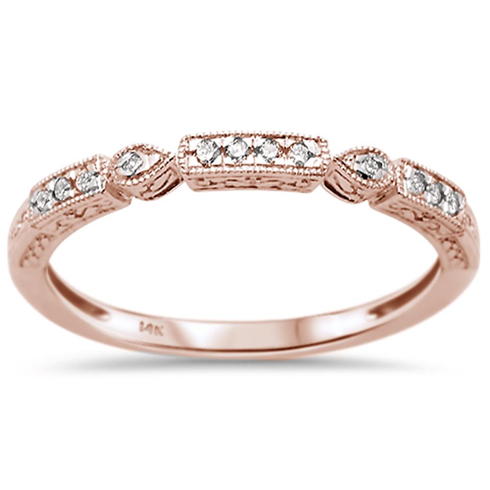 .08ct 14k Rose Gold DIAMOND Anniversary Wedding Stackable Band Size 6.5