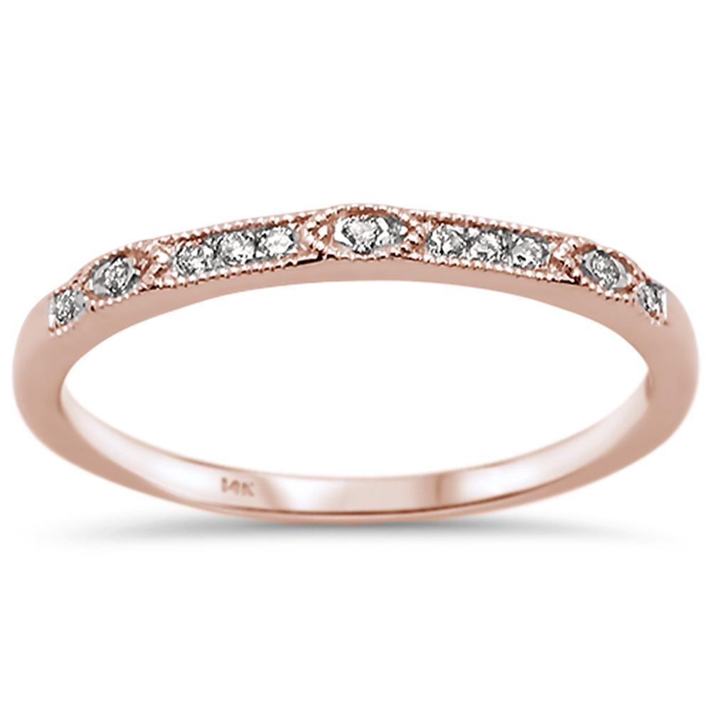 .07ct 14k Rose Gold Diamond Anniversary WEDDING Stackable Band Size 6.5