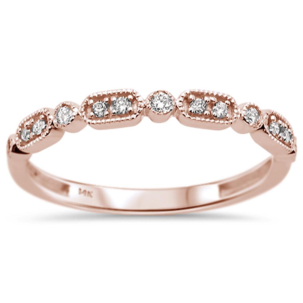 .10ct 14k Rose GOLD Diamond Anniversary Wedding Stackable Band Size 6.5