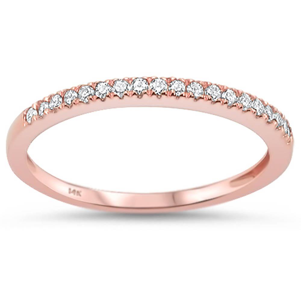 .15ct 14k Rose Gold DIAMOND Stackable Wedding Anniversary Rinze 6.5