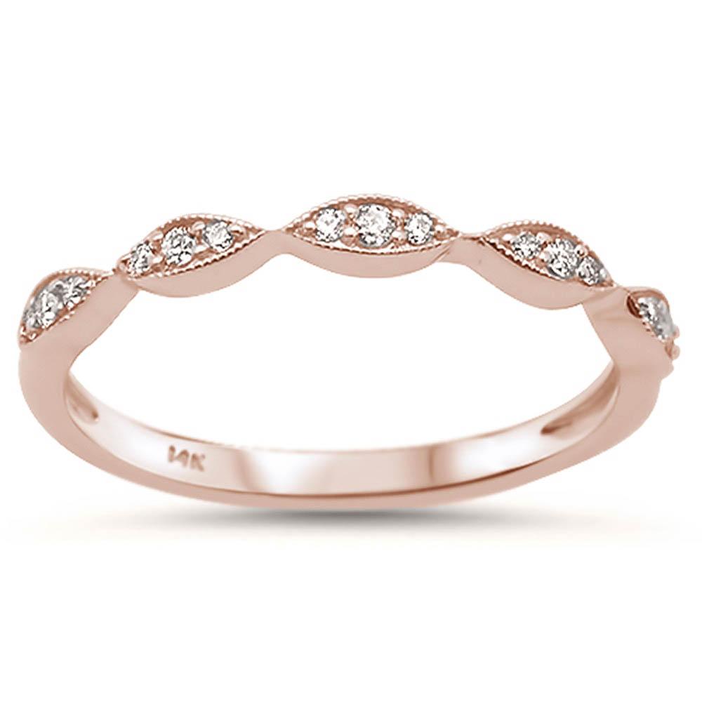 .10ct 14k Rose Gold Stackable WEDDING Anniversary Diamond Rinze 6.5