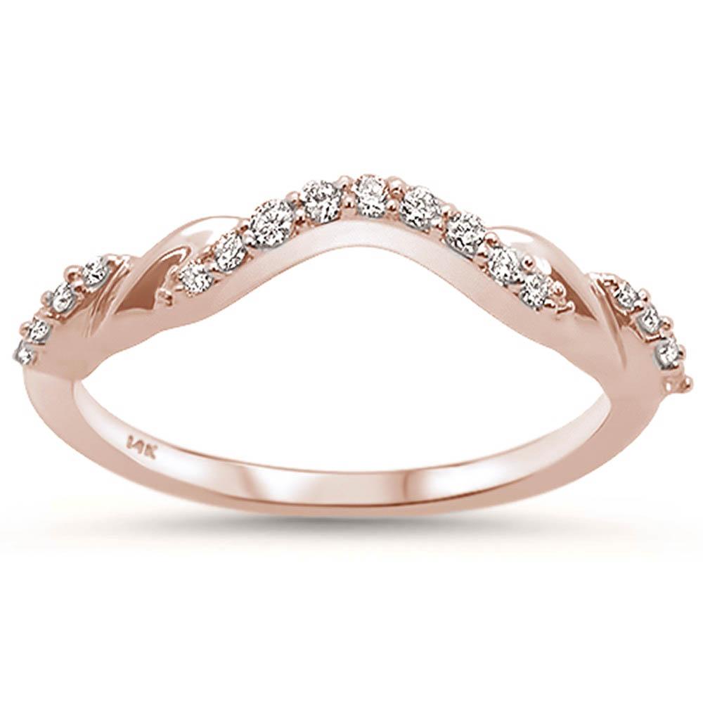 .15ct 14k Rose Gold Stackable Wedding Anniversary Curved DIAMOND Band