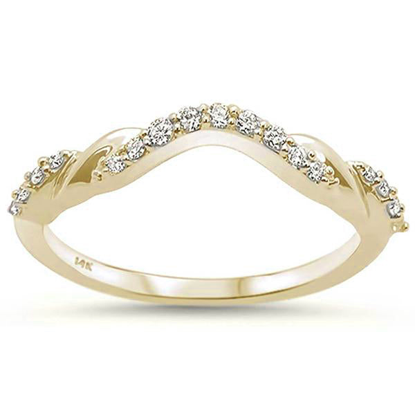 .15ct 14k Yellow Gold Stackable Wedding Anniversary Curved DIAMOND Band Size 6.5