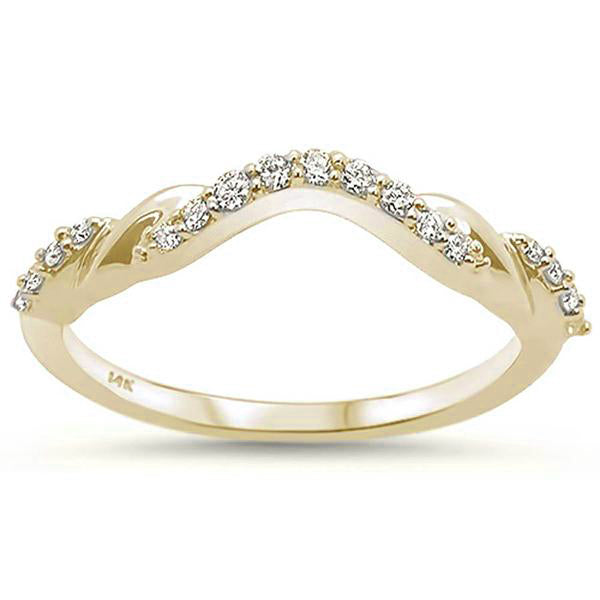 ''SPECIAL! .16ct 14k Yellow GOLD Stackable Wedding Anniversary Curved Diamond Band Size 6.5''