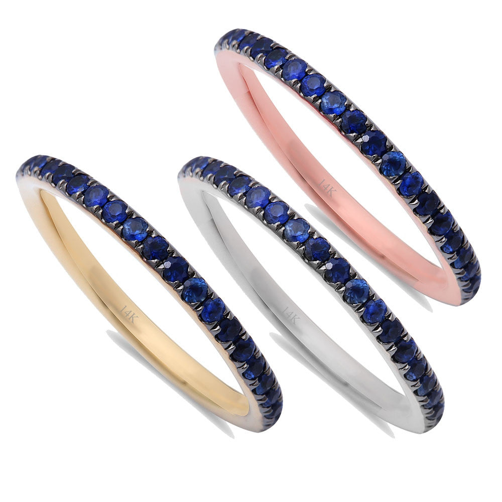 ''.62ct Blue Sapphire Eternity Wedding Band 14kt Rose, White or Yellow GOLD''