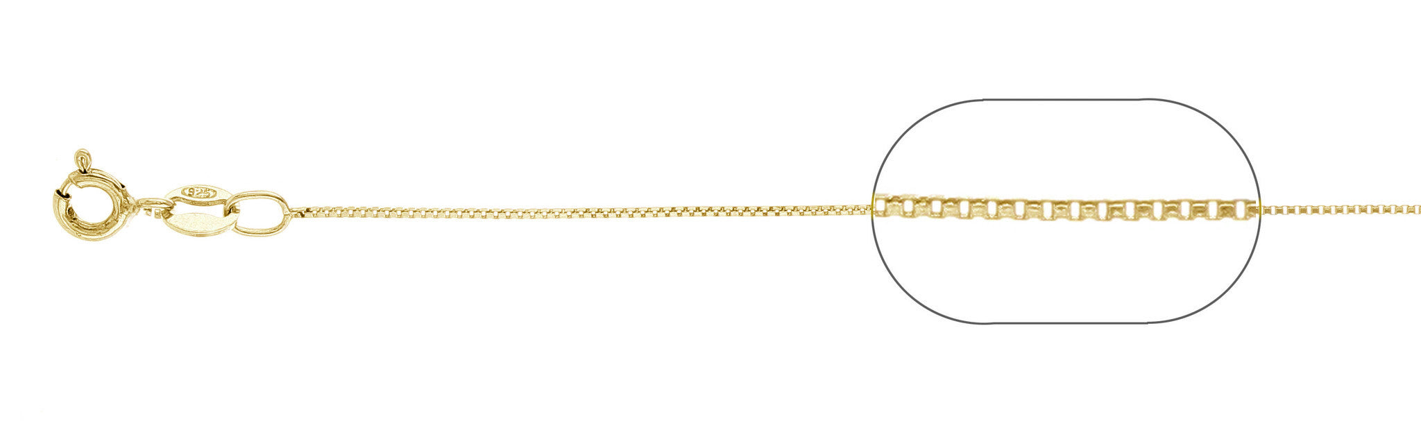 ''012-.7MM Yellow GOLD Plated Box Chain .925  Solid Sterling Silver Sizes 16-32''''''