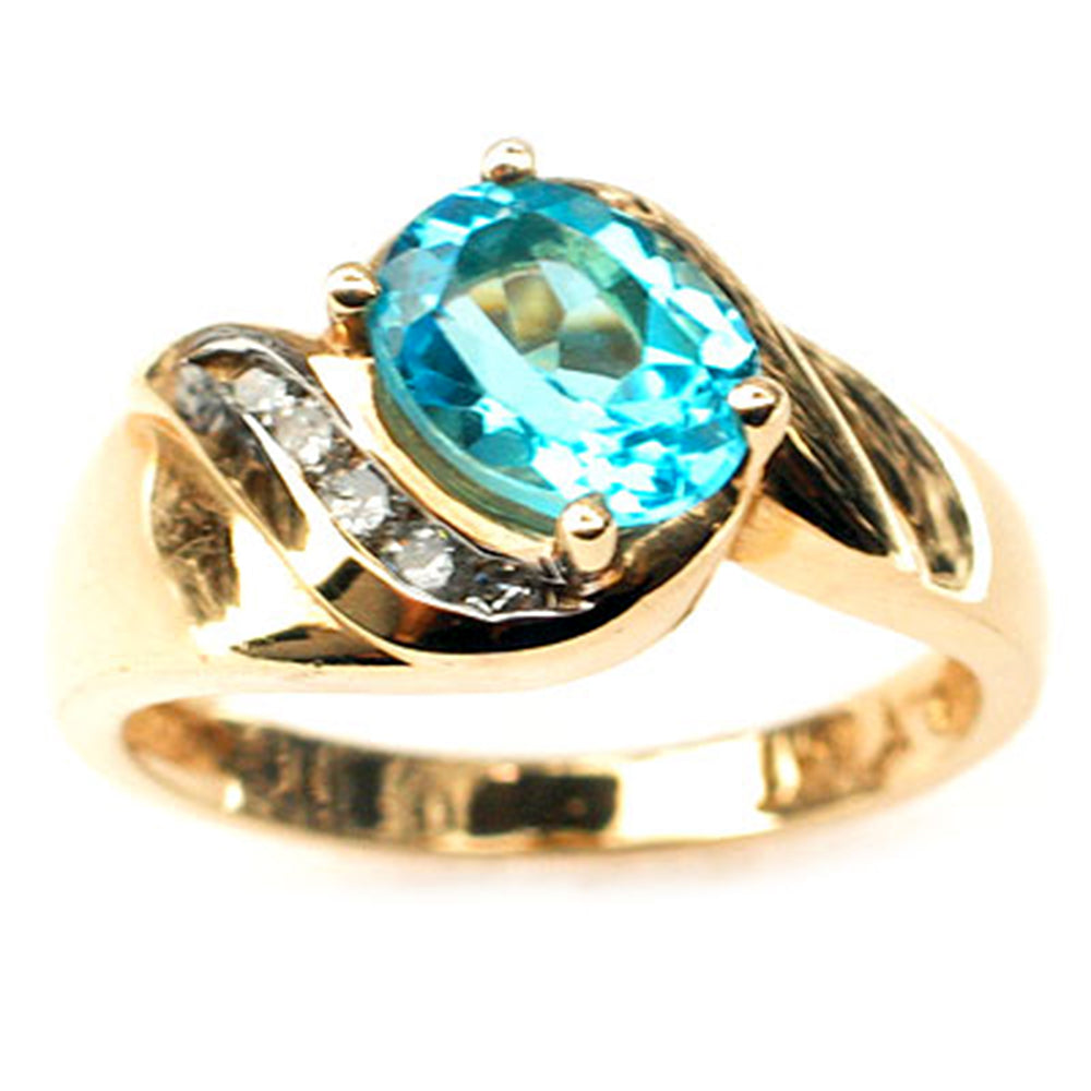 GEMSTONE  CLOSEOUT!  Blue Topaz & DIAMOND Ring