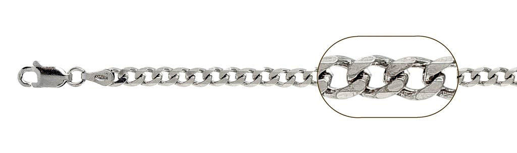 ''100-4MM Rhodium PLATED Curb Chain .925 Solid Sterling Silver Available in 7''''- 28'''' inches NEW''