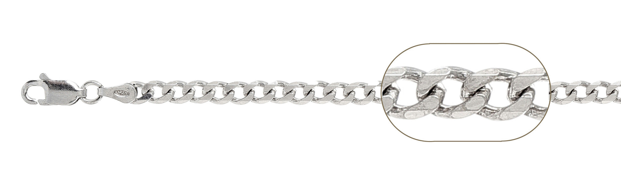 ''100-4MM Curb Chain .925  Solid STERLING SILVER Sizes 6-30''''''