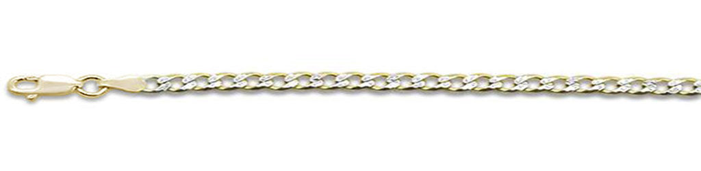 ''080-3MM Yellow Gold Plated Pave Curb Chain .925  Solid STERLING SILVER Available in 7''''- 30'''' inche