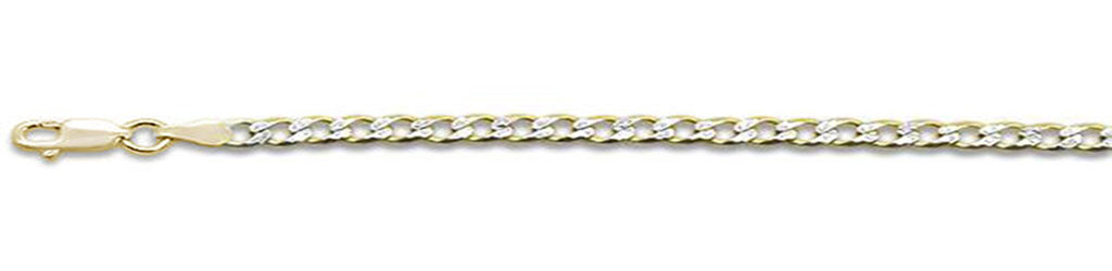 ''080-3MM Yellow GOLD Plated Pave Curb Chain .925  Solid Sterling Silver Available in 7''''- 30'''' inche