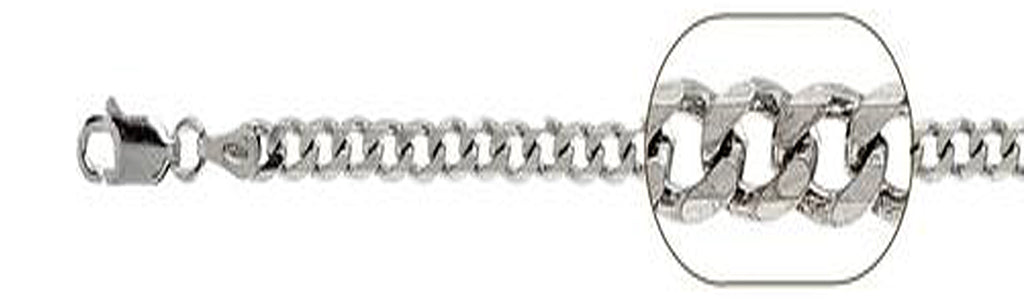 ''200-8MM Rhodium Plated Curb Chain .925 Solid STERLING SILVER Available in 8''''- 28'''' inches''