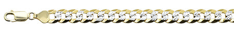 ''180-7.5MM Two Tone Yellow Plated & White Pave Curb Chain .925 Solid STERLING SILVER Sizes 8''''-30''''''