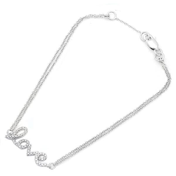 ''.12ct ''''Love'''' Round DIAMOND Heart Bracelet 7'''' Long''