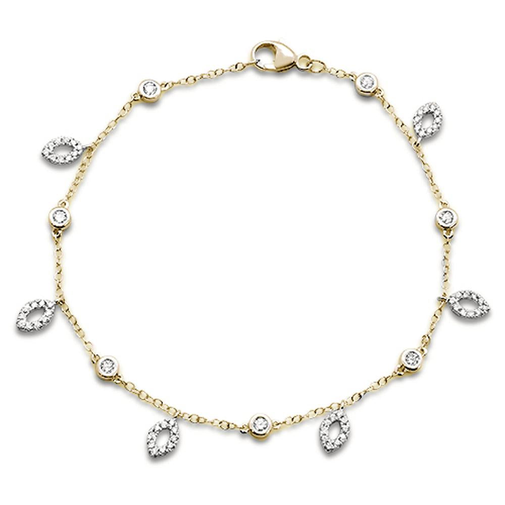 ''.51ct 14k Yellow GOLD Diamond Charm Dangling Marquise Bracelet 6.5'''' Long''