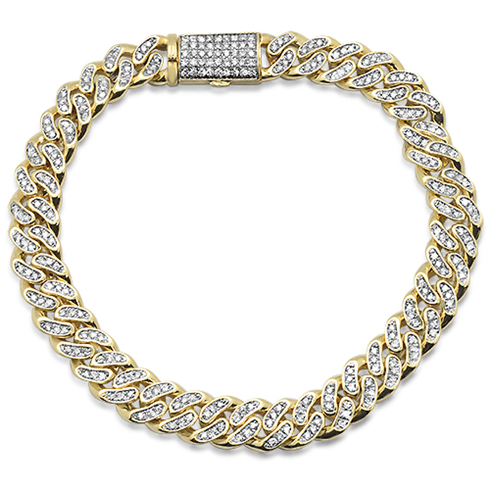 ''SPECIAL!9mm 2.88ct 10k Yellow Gold Men's DIAMOND Micro Pave Cuban Hip Hop Bracelet 8.5'''' Long''