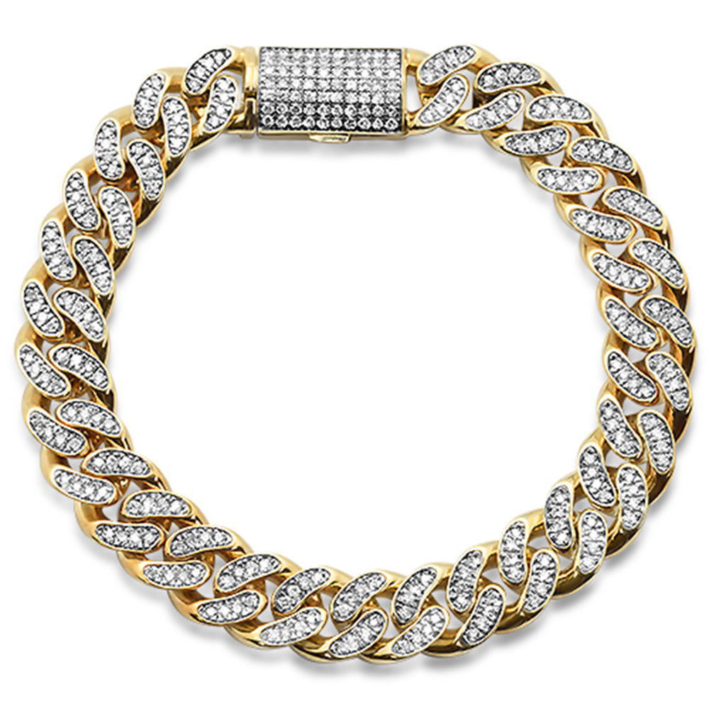 ''SPECIAL!12mm 4.19ct 10k Yellow Gold DIAMOND Micro Pave Cuban Link Bracelet 8.5'''' Long''