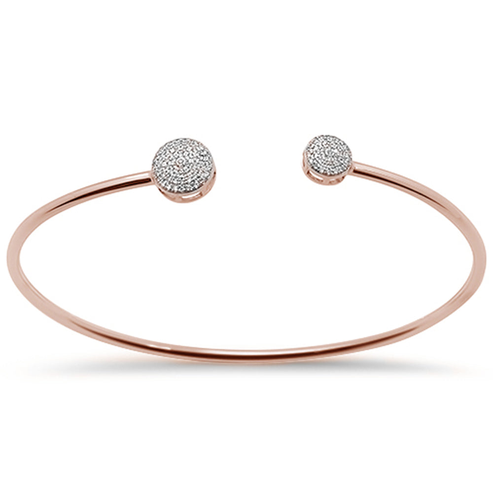 ''SPECIAL! .20ct 14kt Rose Gold Diamond Trendy Open BANGLE Bracelet 7.25'''' Long''