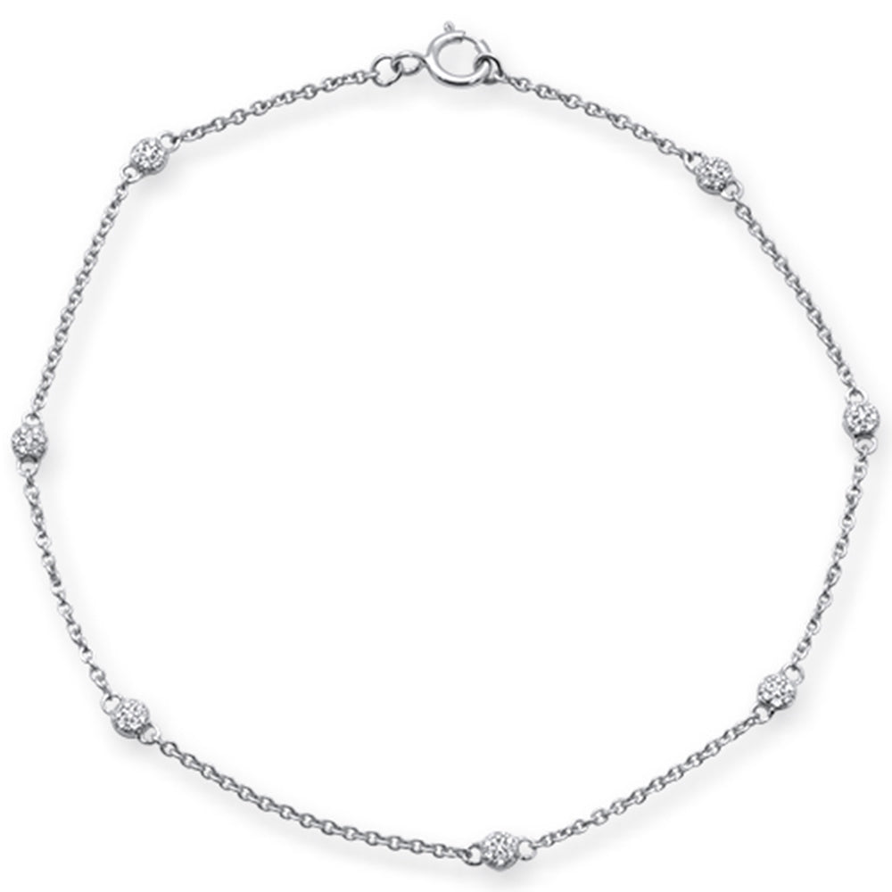 ''.10ct 14kt White Gold Diamond by Yard Station BRACELET 7'''' Long Adj''