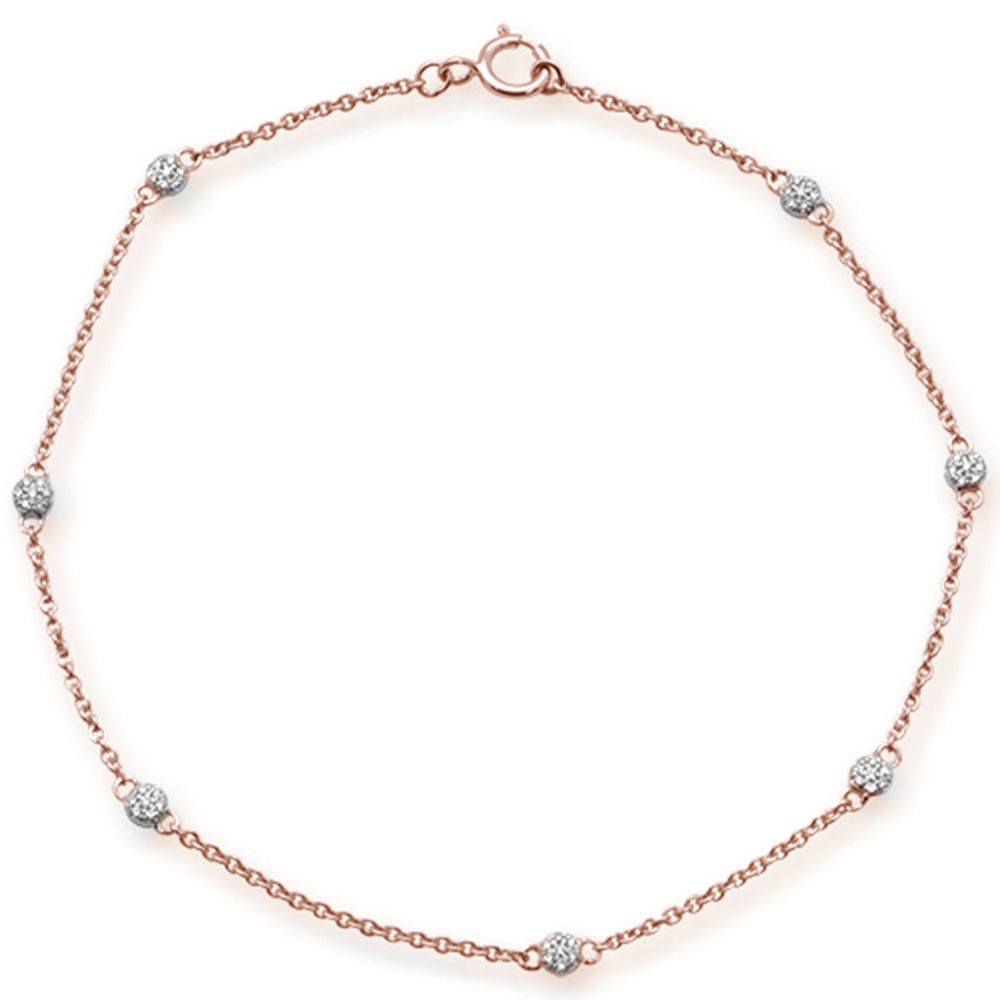 ''.09ct 14kt Rose GOLD Diamond by Yard Station Bracelet 7'''' Long Adj''