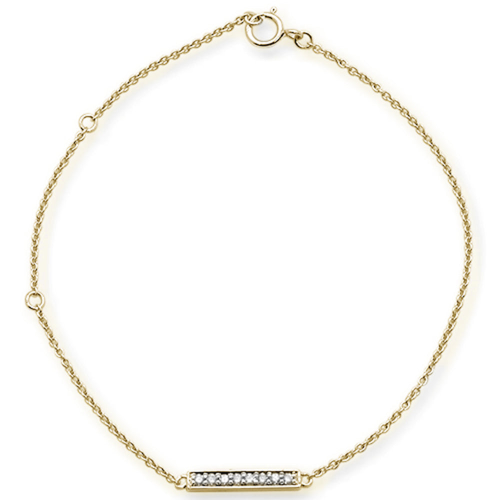 ''.08ct 14kt Yellow GOLD Diamond Trendy Bar Bracelet 7'''' Long Adj''