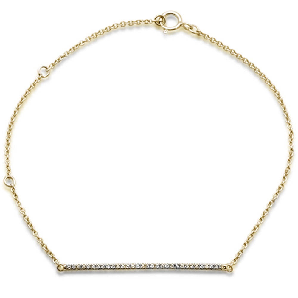 ''.07ct 14kt Yellow GOLD Diamond Trendy Bar Bracelet 7'''' Long Adj''