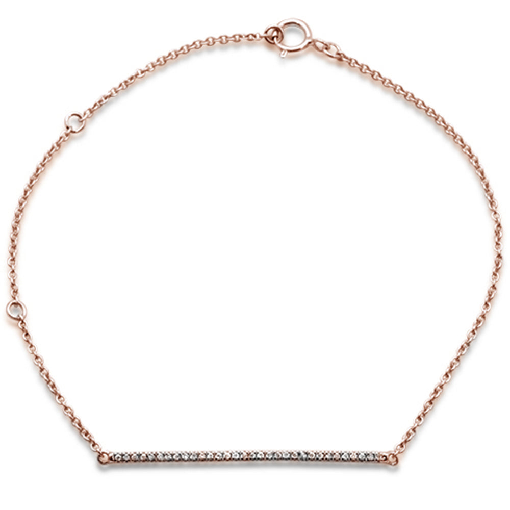 ''.07ct 14kt Rose GOLD Diamond Trendy Bar Bracelet 7'''' Long Adj''