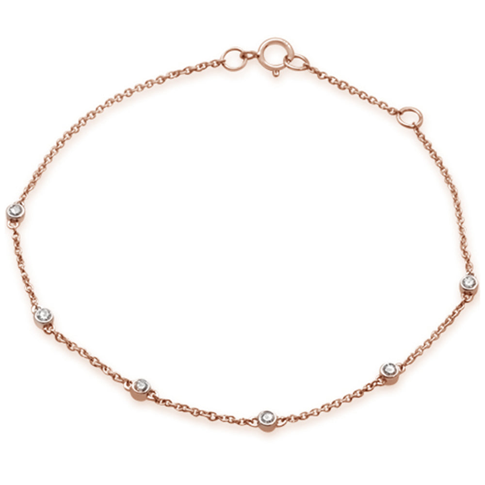 ''.14ct 14K Rose GOLD Diamond by the Yard Station Bracelet 7''''''