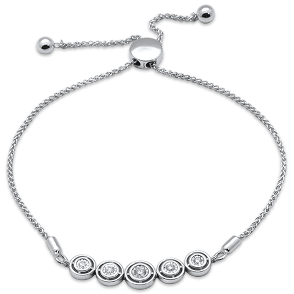 .15ct 14K White GOLD Women's Adjustable Diamond Bola Bracelet