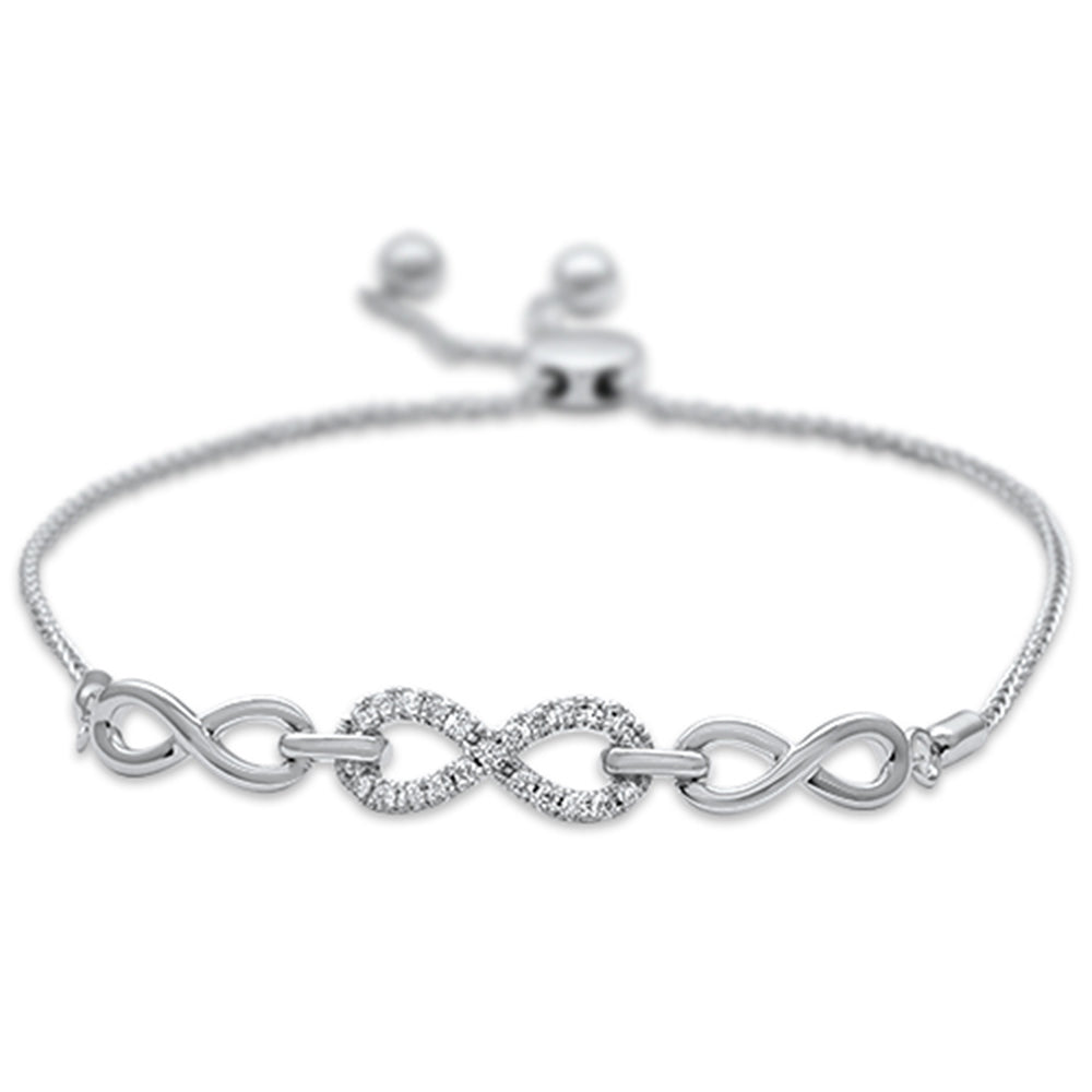 .16ct 14K White Gold Women's Diamond Infinity Adjustable Bola BRACELET