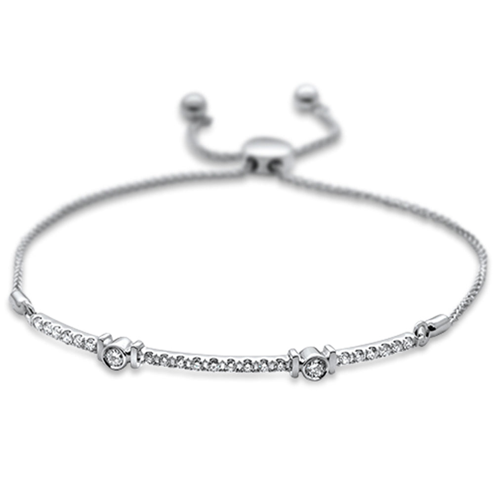 .49ct 14k White GOLD Women's Adjustable Diamond Bola Bracelet