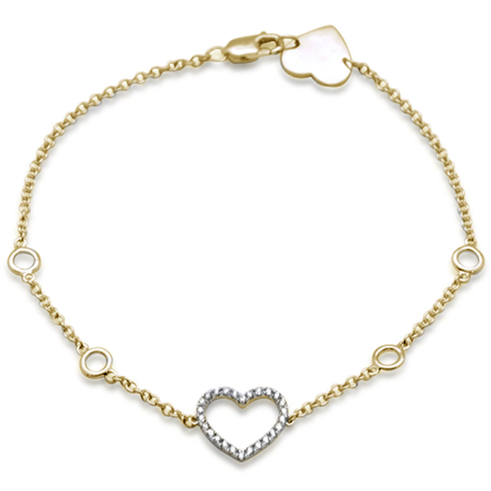 ''SPECIAL! .13ct 14K Yellow Gold Heart DIAMOND Bracelet 7''''''