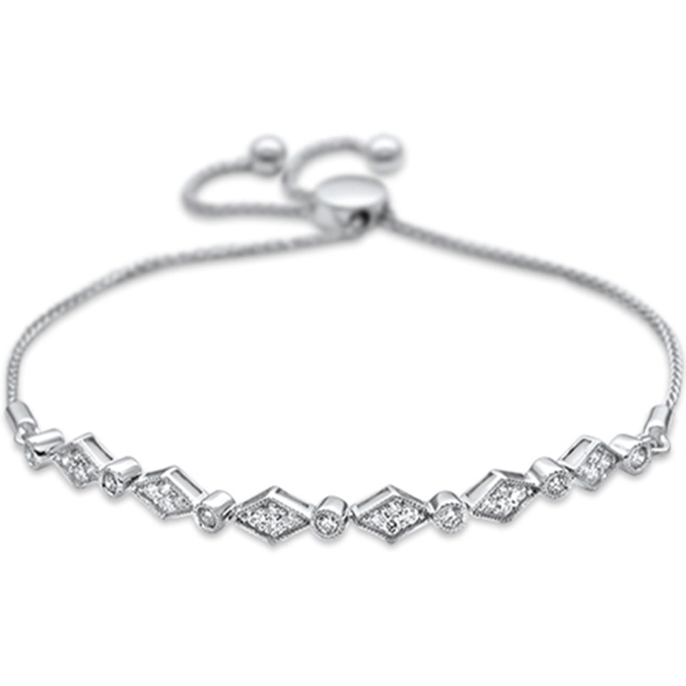 .50ct 14K White Gold Women's DIAMOND Adjustable Bola Bracelet