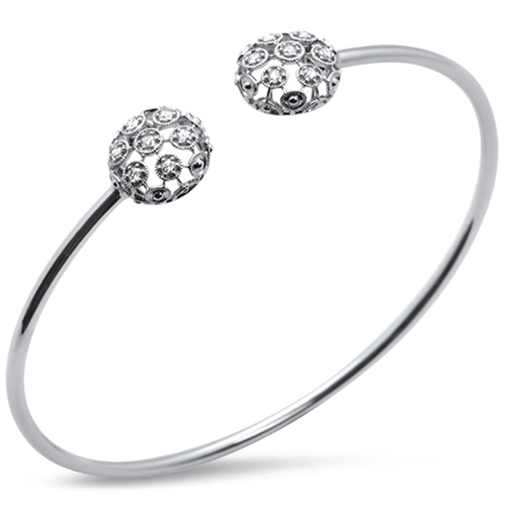 ''.20ct 14k White GOLD Diamond Round Open Bangle 7.25''''''