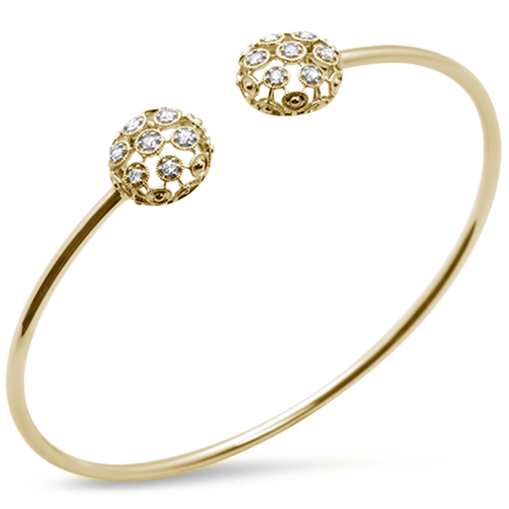 ''.20ct 14k Yellow Gold Round Diamond Open BANGLE Bracelet 7.25''''''