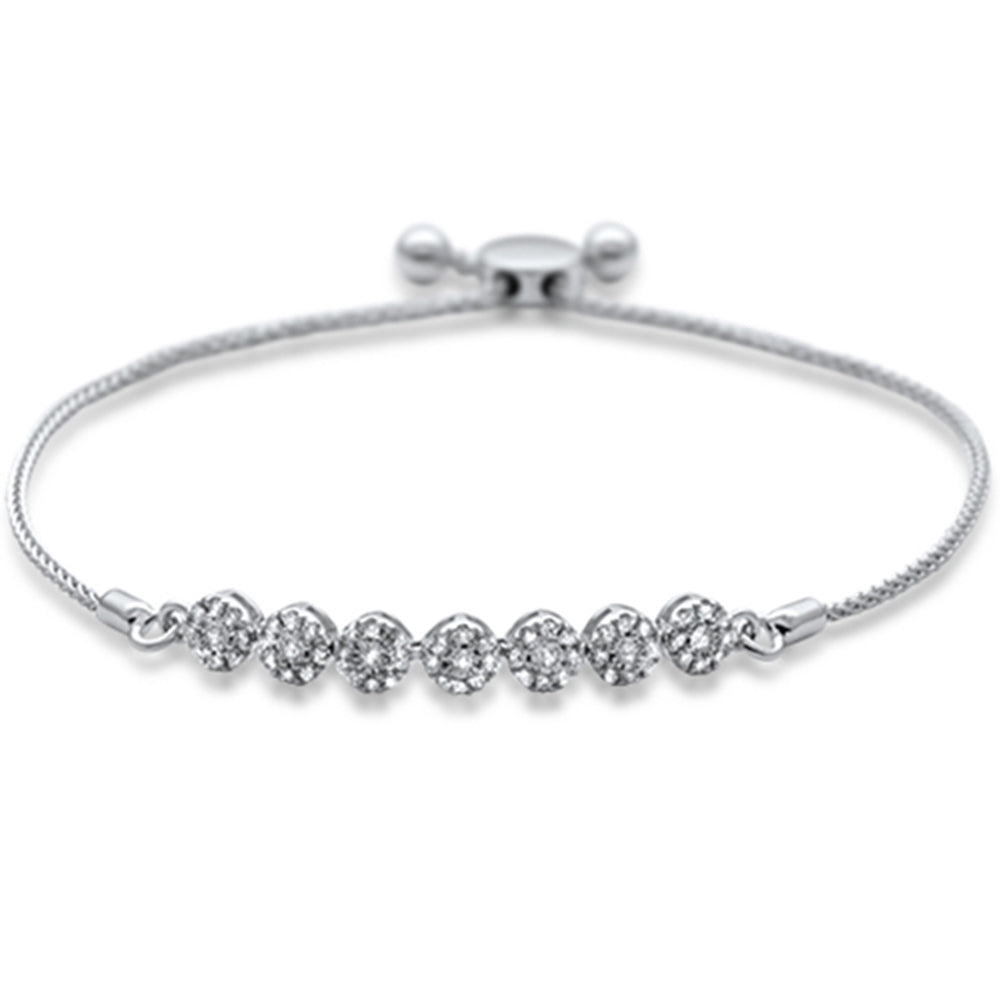 .33ct 14k White Gold Women's Adjustable DIAMOND Bola Bracelet