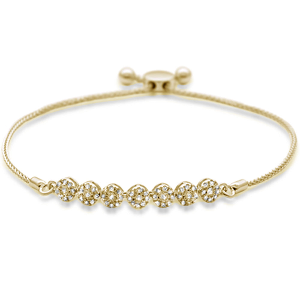 .33ct 14k Yellow Gold Women's Adjustable Diamond Bola BRACELET