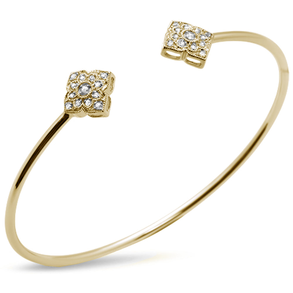 ''.16ct 14k Yellow Gold DIAMOND Open Bangle Bracelet 7.25''''''