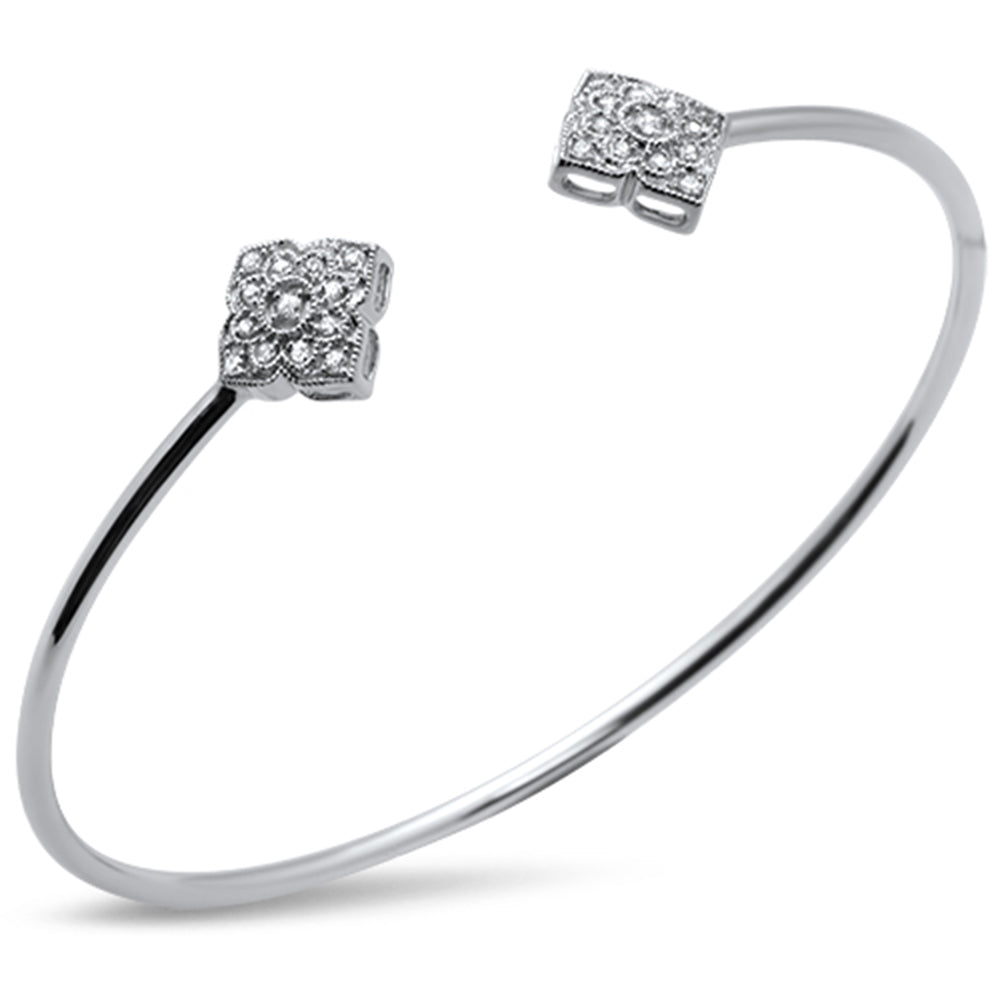 ''.16ct 14k White Gold Diamond Open BANGLE Bracelet 7.25''''''