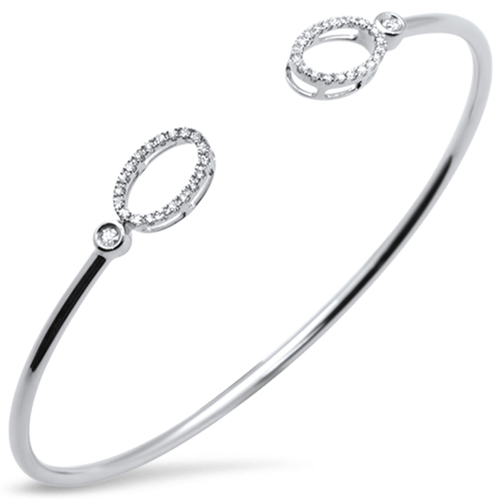 ''.24ct 14K White Gold Diamond Open BANGLE Bracelet 7.25''''''