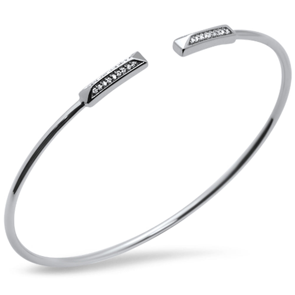 ''.15ct 14K White GOLD Diamond Open Bangle Bracelet 7.25''''''