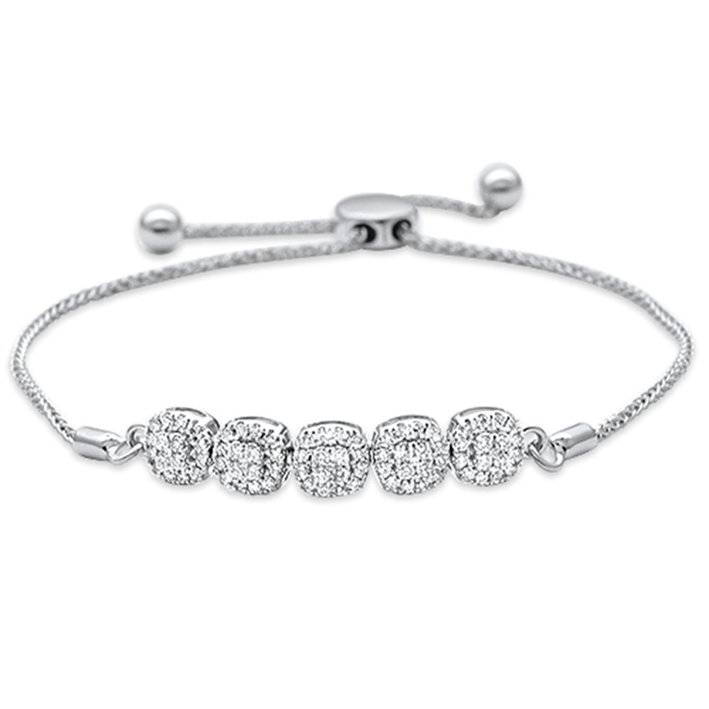 .39ct 14K White Gold DIAMOND Adjustable Bola Bracelet