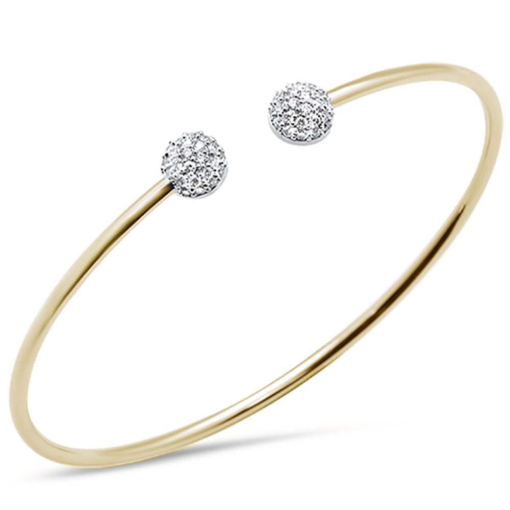 ''.45ct 14K Yellow Gold Diamond Micro Pave Ball Bangle BRACELET 7.25''''''