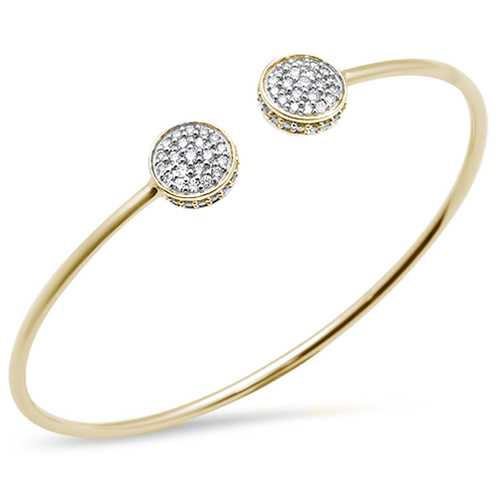 ''SPECIAL! .74ct 14K Yellow Gold Circle Diamond Open Bangle BRACELET 7.25''''''